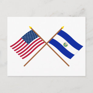USA och El Salvador Crossed Flaggor Vykort