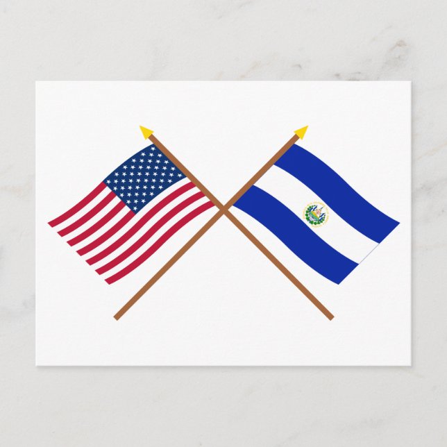 USA och El Salvador Crossed Flaggor Vykort (Framsida)