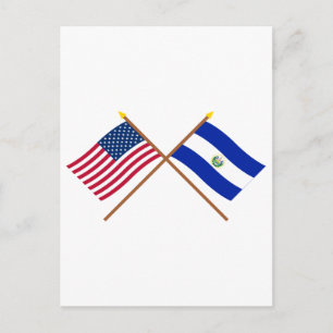 USA och El Salvador Crossed Flaggor Vykort
