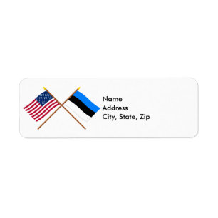 USA och Estland över Flaggor Returadress Etikett