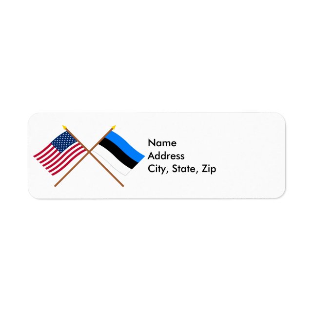 USA och Estland över Flaggor Returadress Etikett (Framsidan)