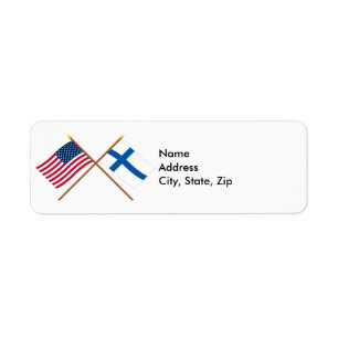 USA och Finland över Flaggor Returadress Etikett