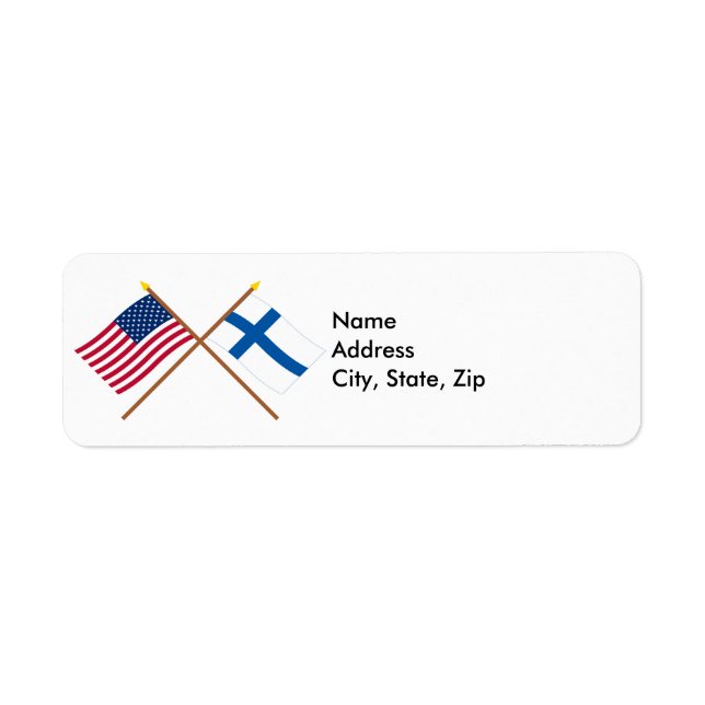 USA och Finland över Flaggor Returadress Etikett (Framsidan)