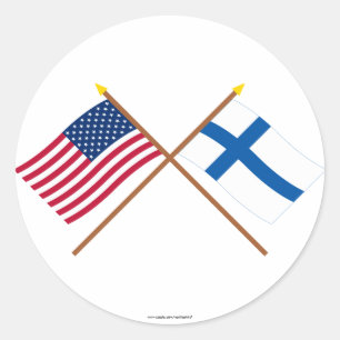 USA och Finland över Flaggor Runt Klistermärke