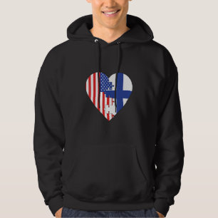 USA och Finlands flaggor hjärta Hoodie