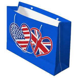 USA och för UK patriotiska flaggahjärtor
