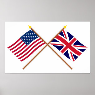 USA och Förenade kungariket Crossed Flaggor Poster