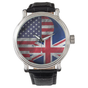 USA och Förenade kungariket Dual Flagga Yin Yang Armbandsur