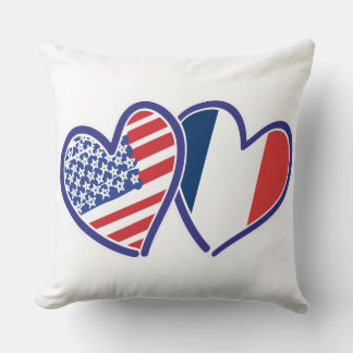 USA och Frankrike Kärlek Hearts Kudde