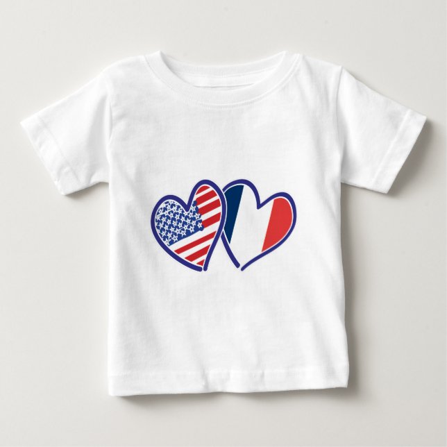 USA och Frankrike Kärlek Hearts Tee (Framsida)