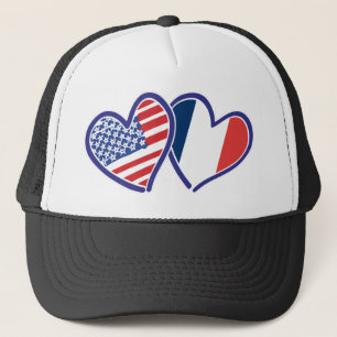 USA och Frankrike Kärlek Hearts Truckerkeps