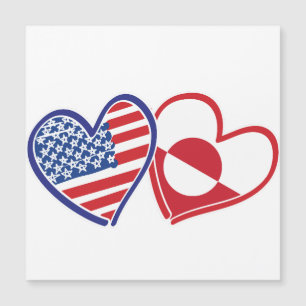 USA och Grönlands flagga hjärtan