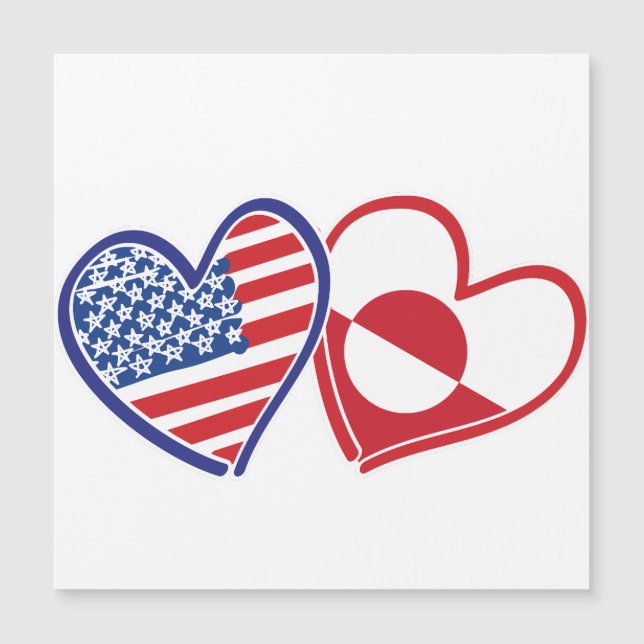 USA och Grönlands flagga hjärtan (Framsida)