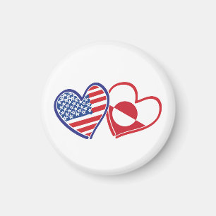 USA och Grönlands flagga hjärtan Magnet