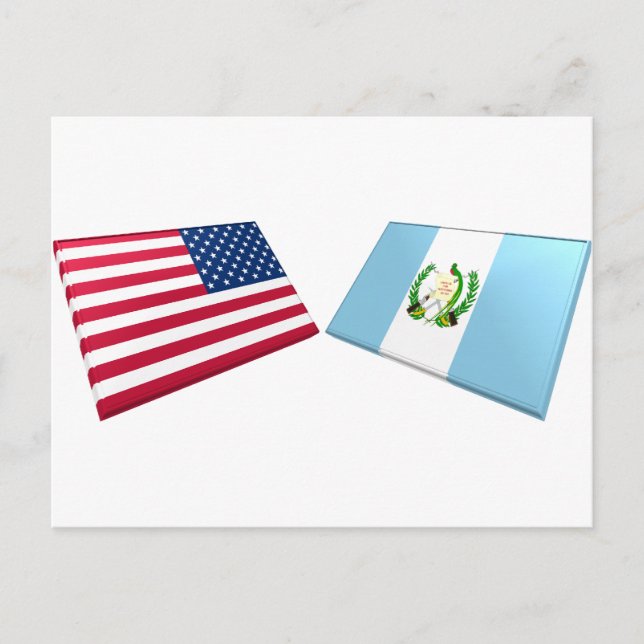 USA och Guatemala Flaggor Vykort (Framsida)