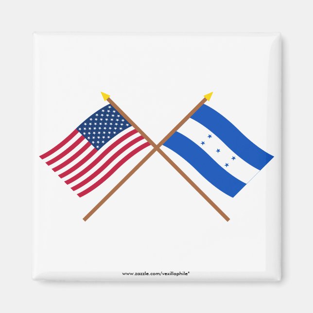 USA och Honduras Crossed Flaggor Magnet (Framsidan)