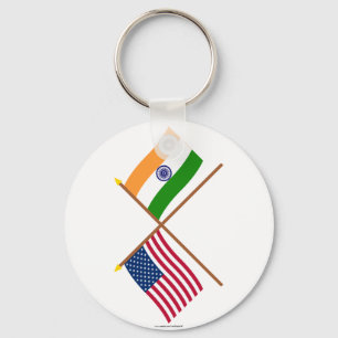 USA och Indien över Flaggor Nyckelring