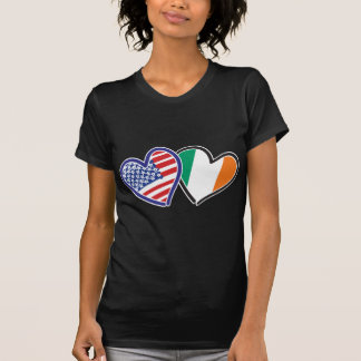 USA och Irland Patriotic Kärlek Hearts T-shirt
