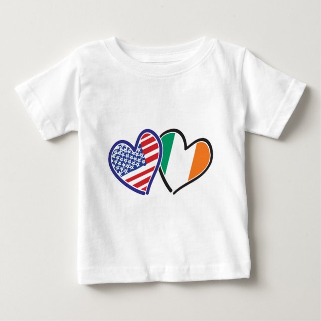 USA och Irland Patriotic Kärlek Hearts T-shirt (Framsida)