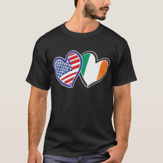USA och Irland Patriotic Kärlek Hearts Tee