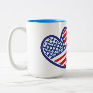 USA och Israel Flagga Hearts Två-Tonad Mugg