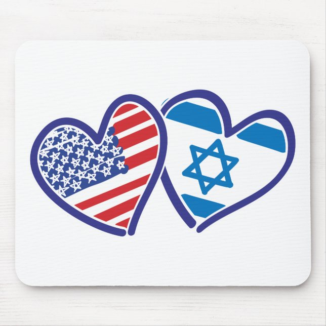 USA och Israel Heart Flagga Musmatta (Framsidan)