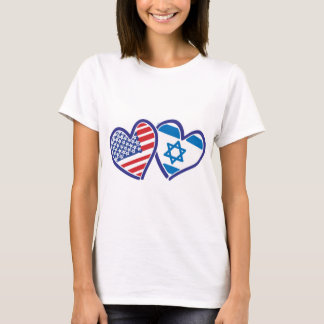 USA och Israel Heart Flagga T Shirt