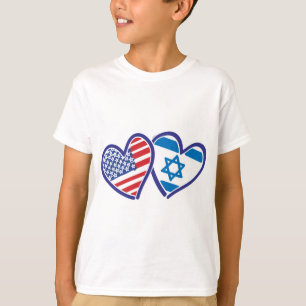 USA och Israel Heart Flagga T-shirt