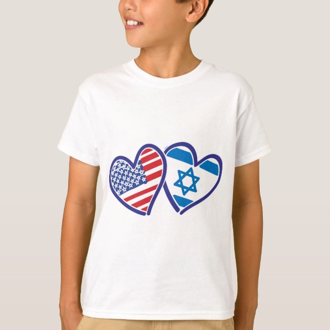 USA och Israel Heart Flagga Tee (Framsida)
