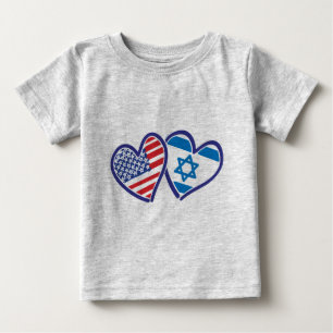 USA och Israel Heart Flagga Tee Shirt
