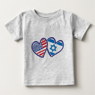USA och Israel Heart Flagga Tee Shirt