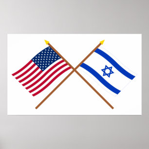 USA och Israel över Flaggor Poster