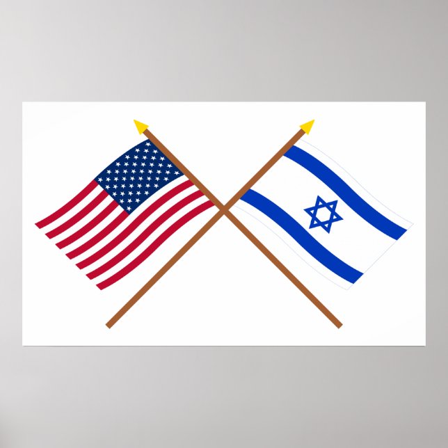 USA och Israel över Flaggor Poster (Framsidan)