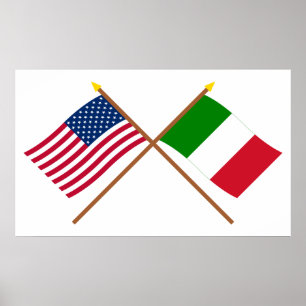 USA och Italien över Flaggor Poster