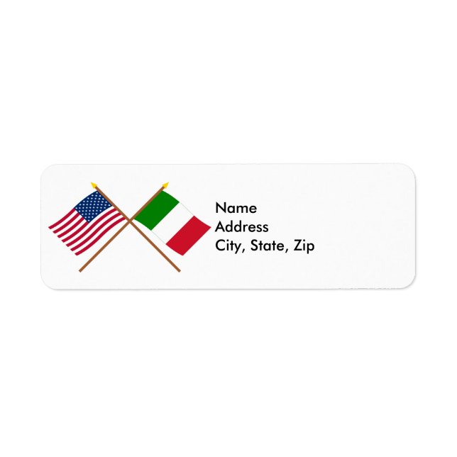 USA och Italien över Flaggor Returadress Etikett (Framsidan)