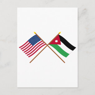 USA och Jordanien över Flaggor Vykort