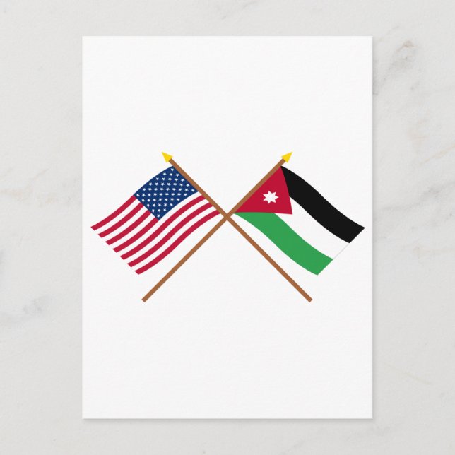 USA och Jordanien över Flaggor Vykort (Framsida)