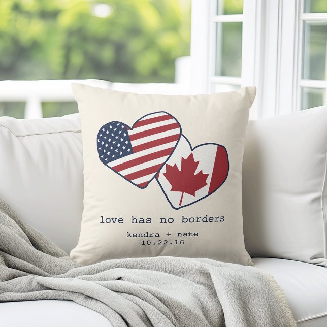 USA och Kanada Heart Flaggor Bröllop Kudde (Skapare uppladdad)
