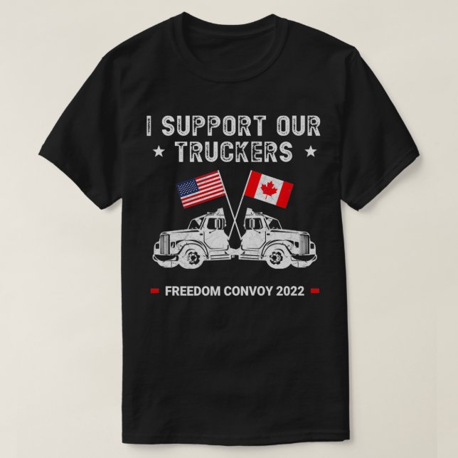 USA och Kanada Support Våra Truckers Premium T Shirt (Design framsida)