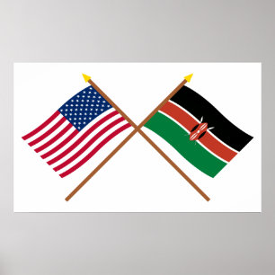 USA och Kenya över Flaggor Poster