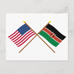 USA och Kenya över Flaggor Vykort