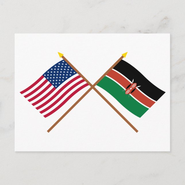 USA och Kenya över Flaggor Vykort (Framsida)