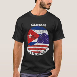USA och Kuba Flagga, halv kubansk halv amerikan T Shirt