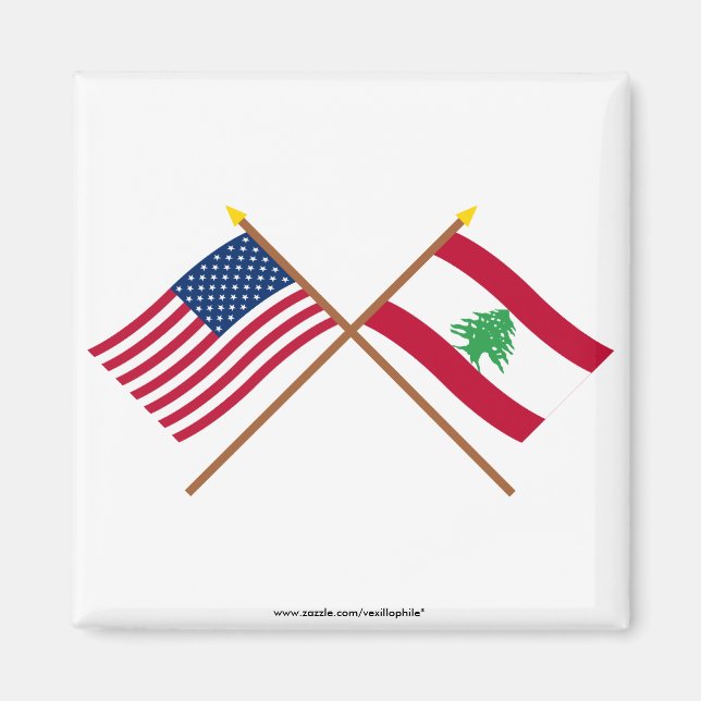 USA och Libanon över Flaggor Magnet (Framsidan)