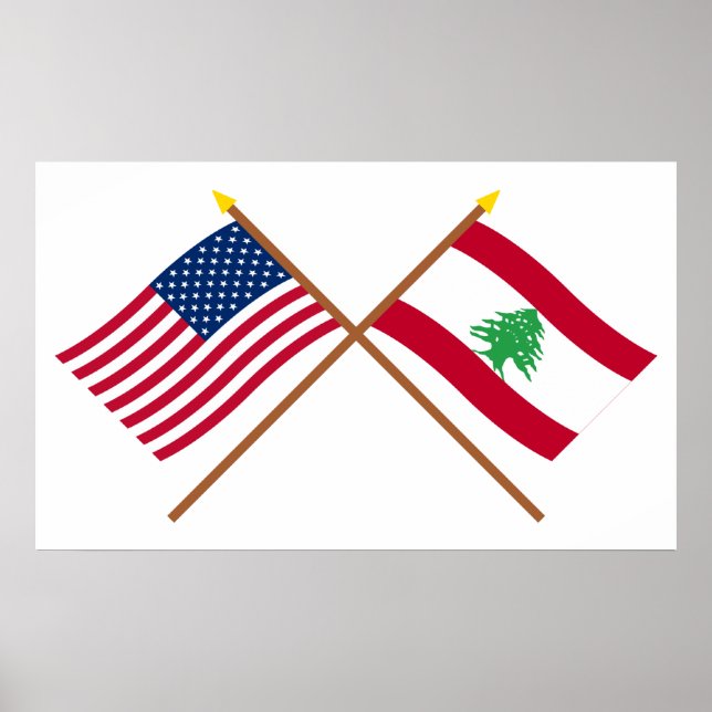 USA och Libanon över Flaggor Poster (Framsidan)