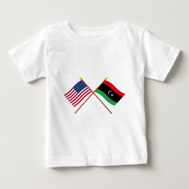 USA och Libyen över Flaggor Tee Shirt (Framsida)