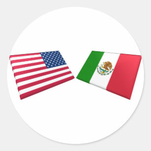 USA och Mexiko Flaggor Runt Klistermärke