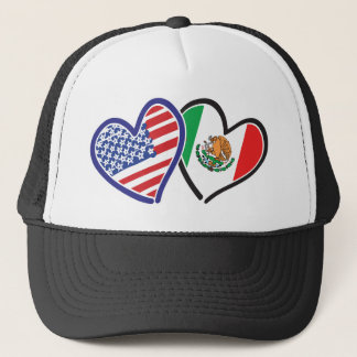 USA och Mexiko Patriotic Flagga Hearts Keps