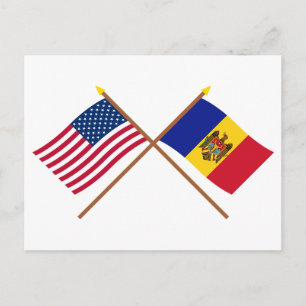 USA och Moldaviens korsade flaggor Vykort