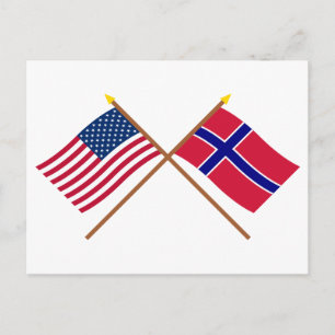 USA och Norge över Flaggor Vykort